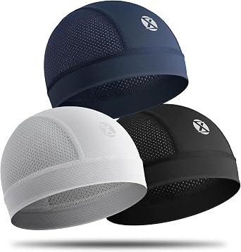3 Pack Cooling Skull Cap Helmet Liner Breathable Mesh Running Cycling Hat Lightweight Quick-Dry Sports Beanie