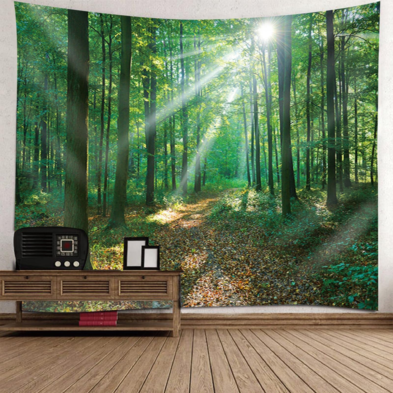 Tapiz natural de bosque de 150x150 cm para decoración de pared en habitación infantil y salón 6