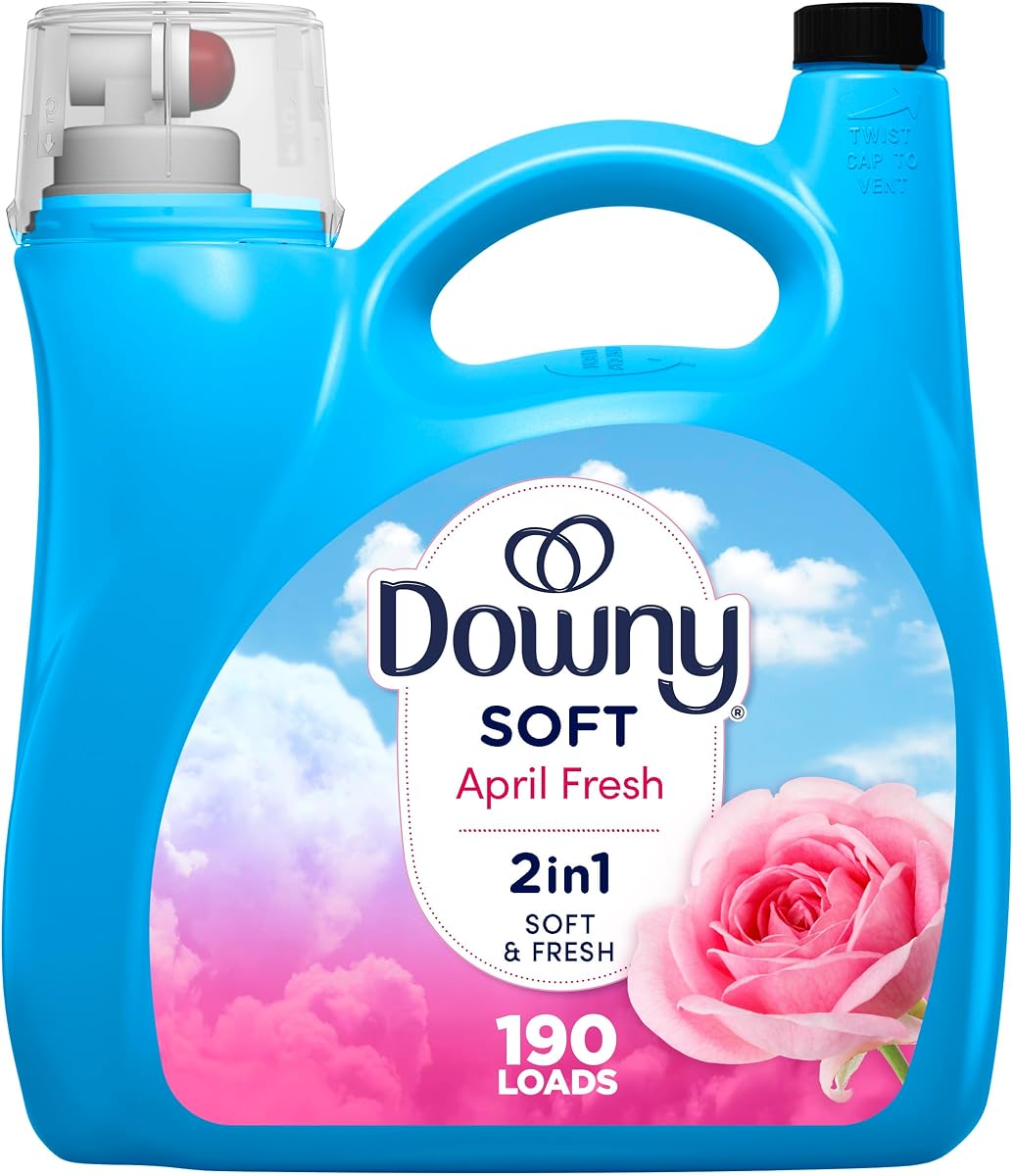 Suavizante de telas líquido Downy, April Fresh 2 en 1 fresco y suave, 140 onzas líquidas, 190 cargas, acondicionador de telas para frescura y suavidad