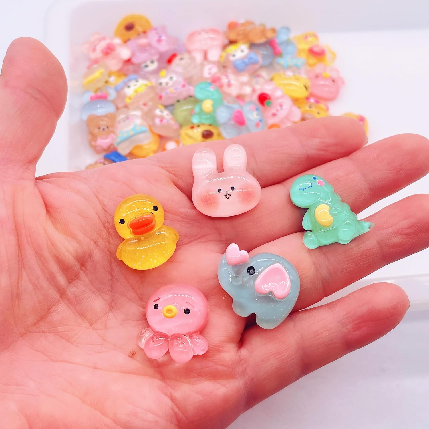 60pcs Bulk Animals Plastic Patches with Flat Back- Craft Embellishments for Scrapbooking, Card Making & Handmade Projects Assorted Cartoon Candy for Art Craft Project Making (60pcs Animals) image 2