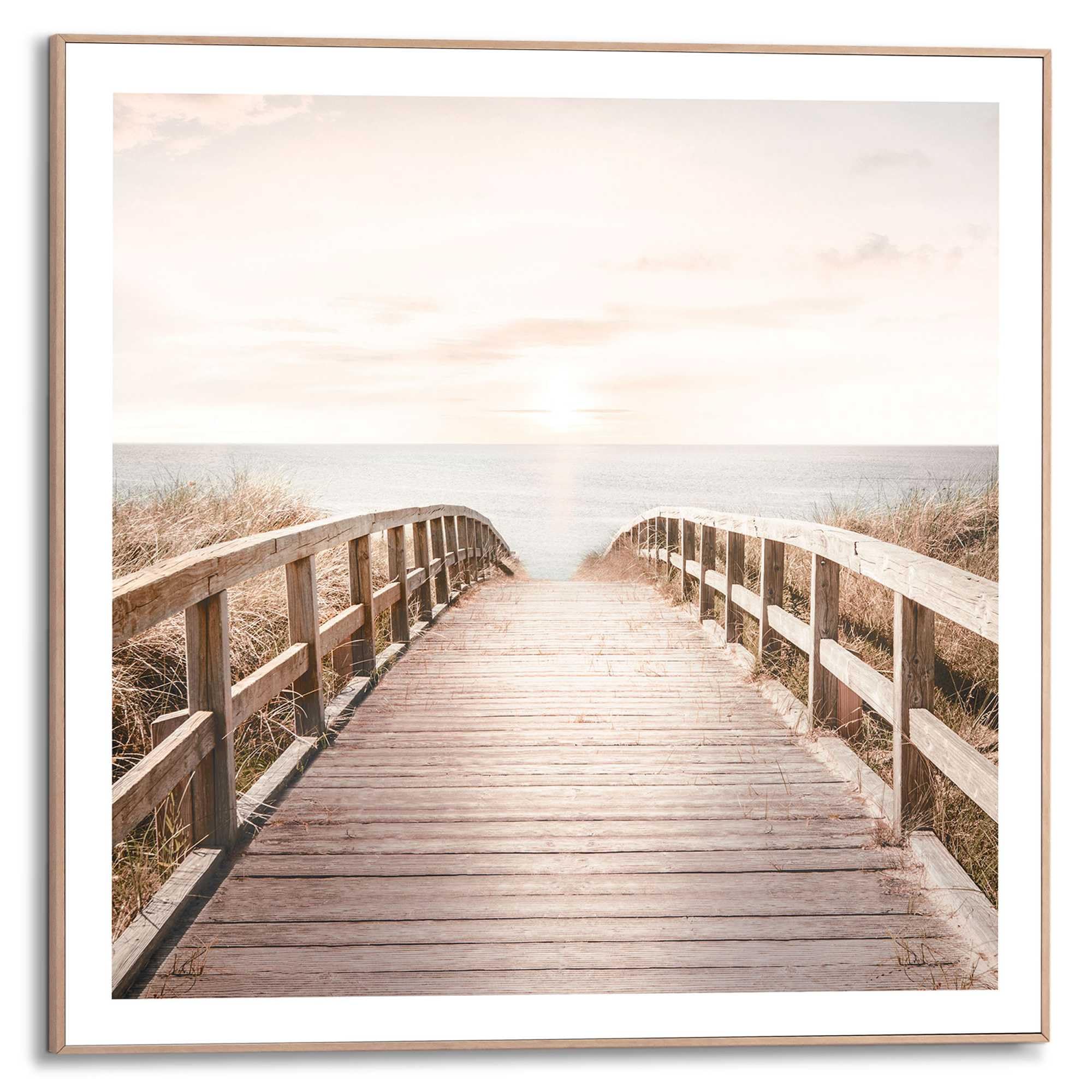 Bild SUNNY BRIDGE Wandbild Beiger gerahmter Print ohne Glas