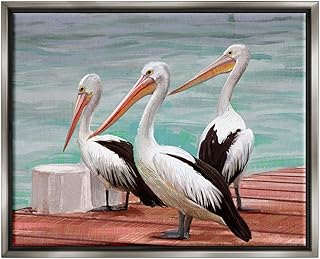 Stupell Industries Pelican Trio Port Dock Floating Framed Wall Art, Design by Ziwei Li