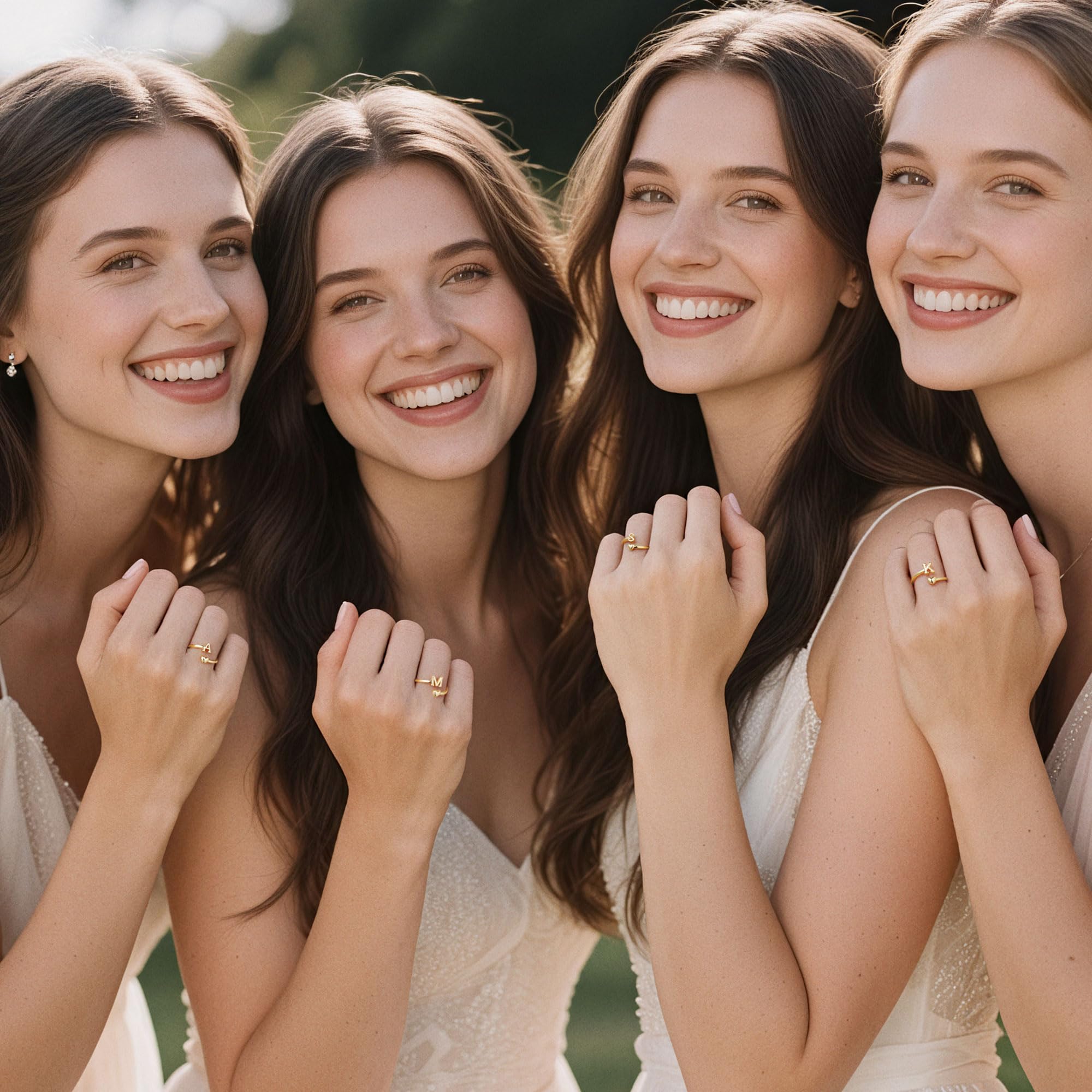 M MOOHAM Stocking Stuffers for Teen Girls Women - Gold Rings for Women Girls 14K Gold Plate Initial Rings for Women Non Tarnish Letter A- Z Dainty Heart Ring Adjustable Pinky Ring Personalized Jewelry Gifts