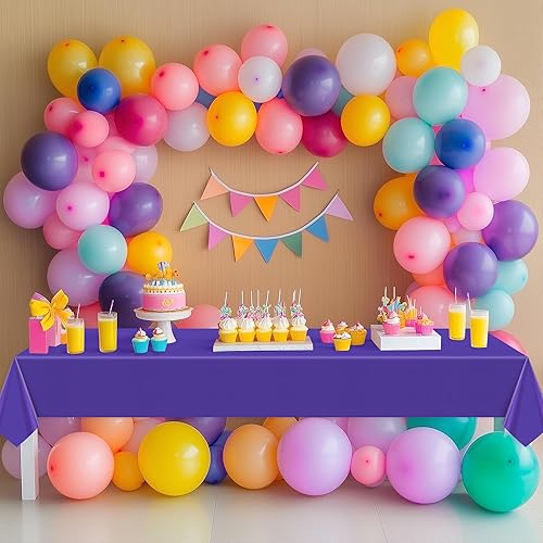 Miniatura 8 de Mantel rectangular de la serie Rainbow de 7 piezas, 54 x 72 pulgadas, color sólido, impermeable y a prueba de derrames, mantel de plástico