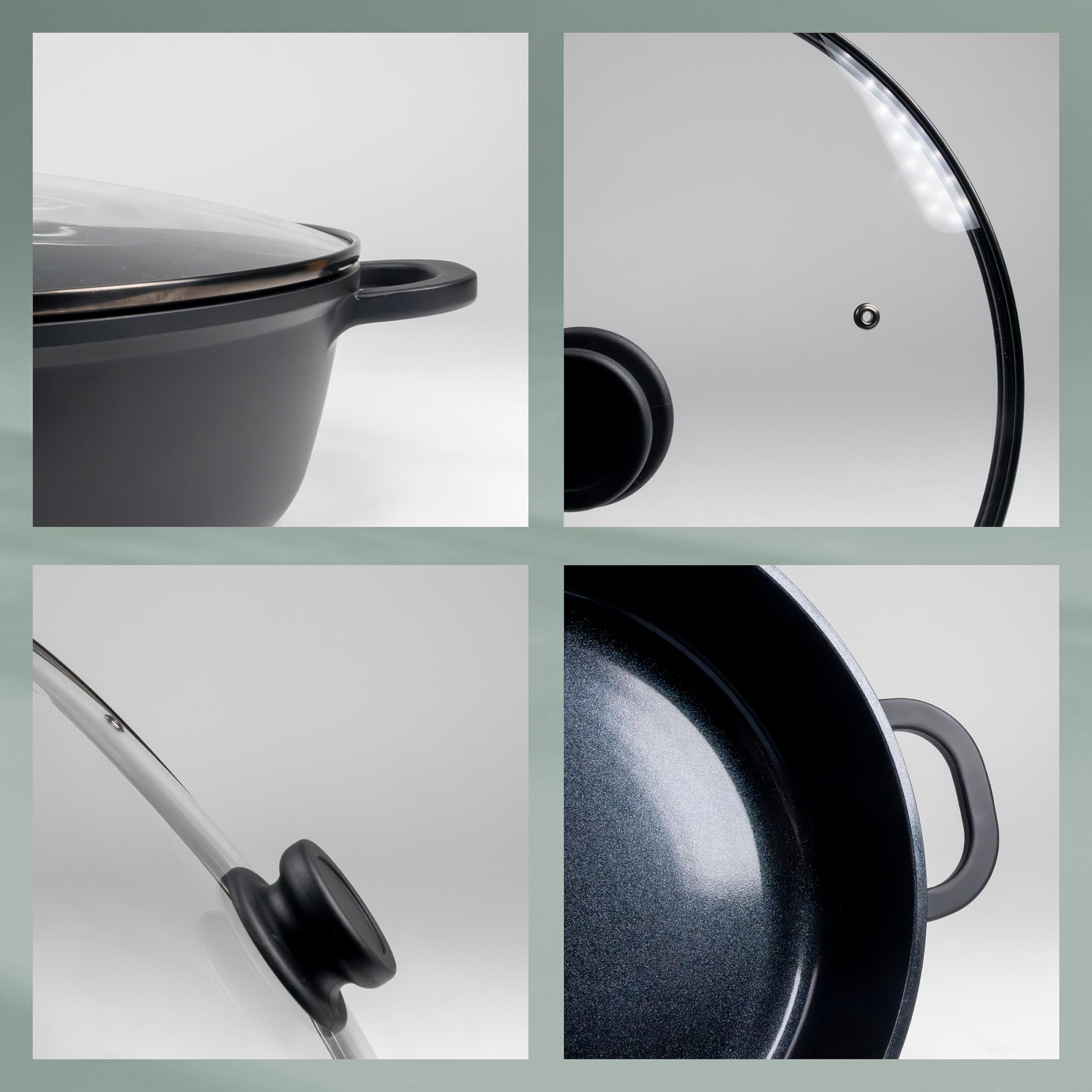 kela Padella per stufatocon bordo alto 32 cm ATURA, padella da portata per induzione con coperchio 5 L, fusione di alluminio con rivestimento ceramico, padella per paella, senza PFAS