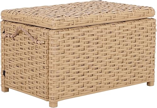 Miniatura 8 de happimess HPM9003D Jacob - Baúl de almacenamiento de mimbre tejido a mano de 31.5 pulgadas, negro envejecido, plegable para almacenamiento plano,