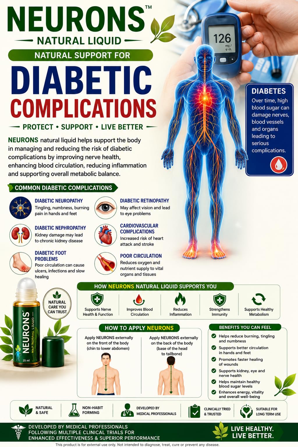NEURONS Natural Liquid helps soothe burning, pricking, tingling, and discomfort with diabetic neuropathy — Amazon image 3
