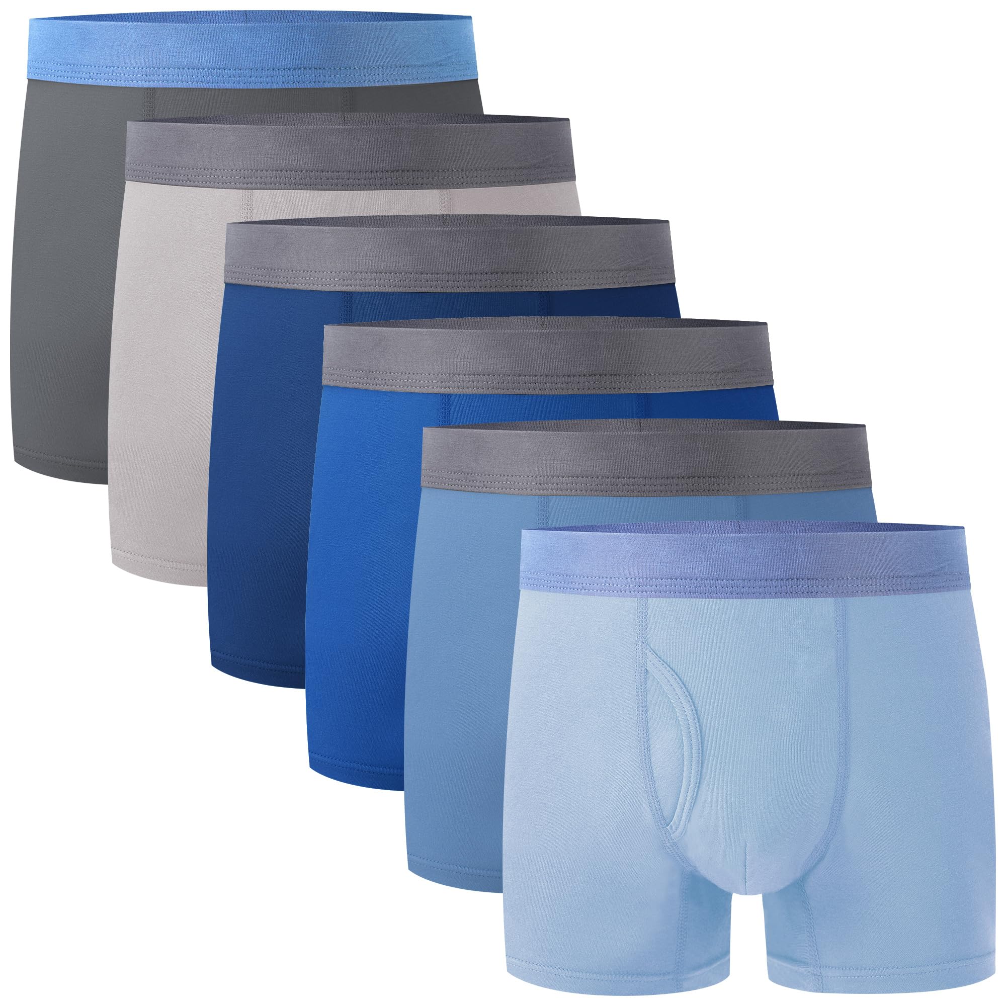 BAMBOO COOL Boys' Boxer Briefs 6-18Y Underwear Moisture-Wicking Lightweight and Ultra Soft 6-Pack