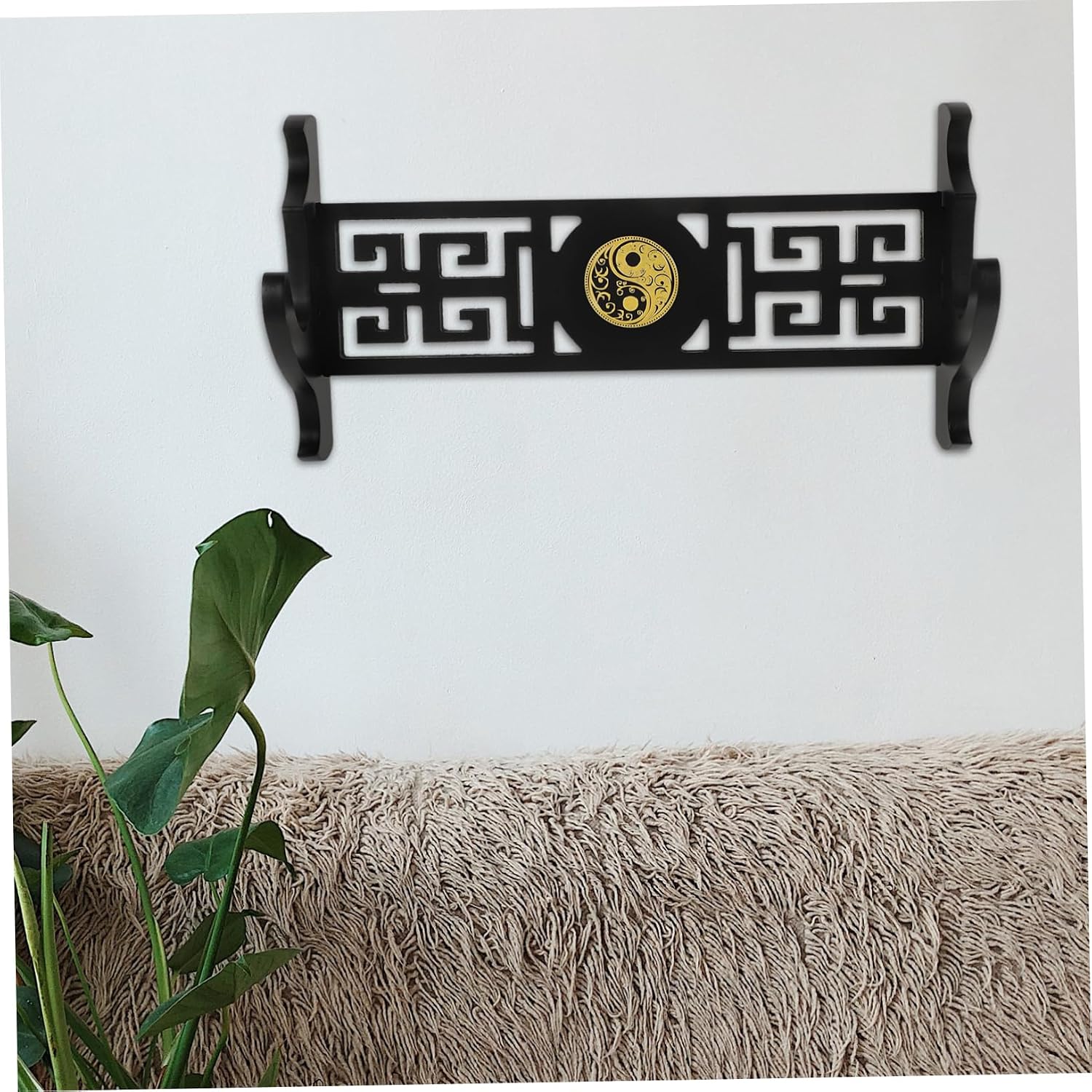 Wooden Holder Wall Mount Decorative Display Rack Elegant Hollow Design Easy Installation for Vertical Stand Space-saving Household Decoration
