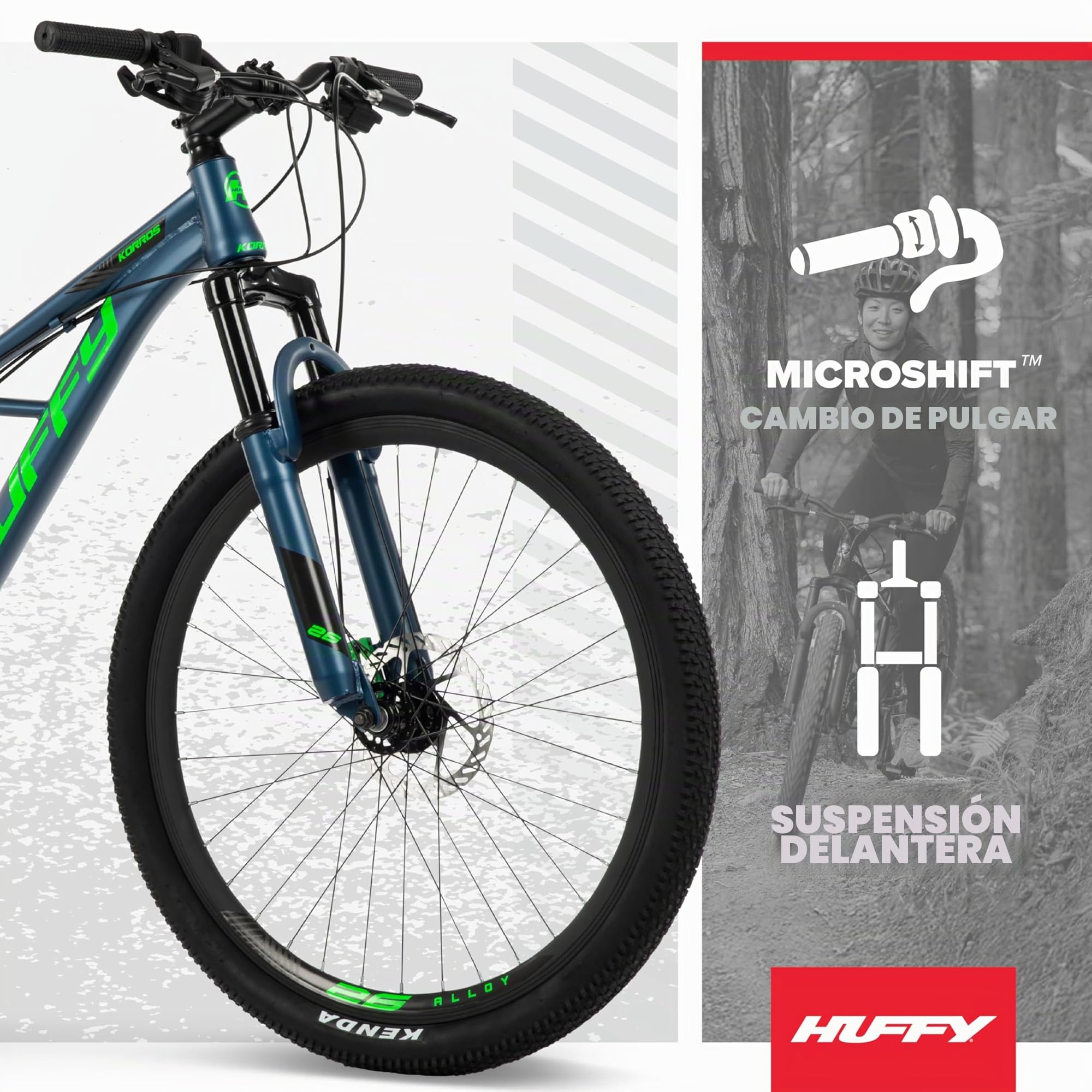 Huffy Mountainbike Bicicleta de montaña Korros 26 Pulgadas, Azul