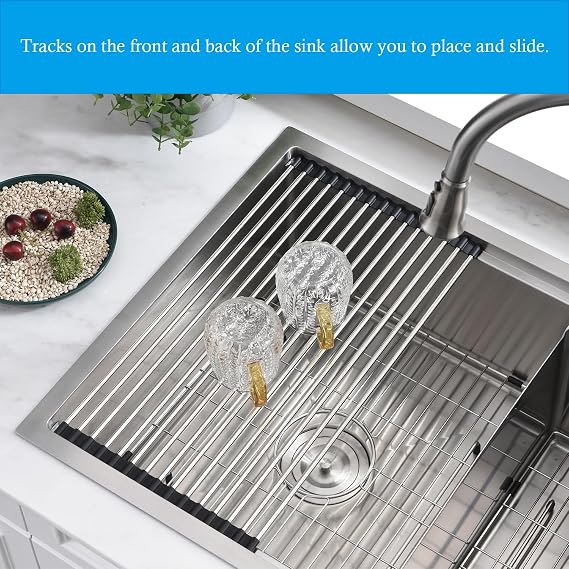 33 Inch Double Bowl Drop In Kitchen Sink Workstation - VOKIM 33 x 22 Inch Drop In Kitchen sink Stainless Steel 16 Gauge 10 Inch Deep Double Bowl Sink