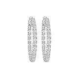 Diamond Hoop Earrings 9.90CT 1.5” 18K Gold