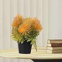 ONE MITTII Artificial Plants Gifting,Corner, Indoor for Home Farmhouse Bathroom Shelf Décor with Pot | Plastic | Orange