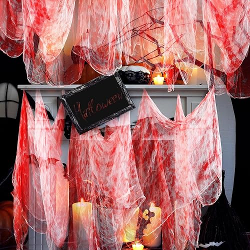 Miniatura 55 de Boao Paño de queso de Halloween para manualidades, tela de gasa de muselina de algodón grande para fiesta de Halloween, decoración de fiesta