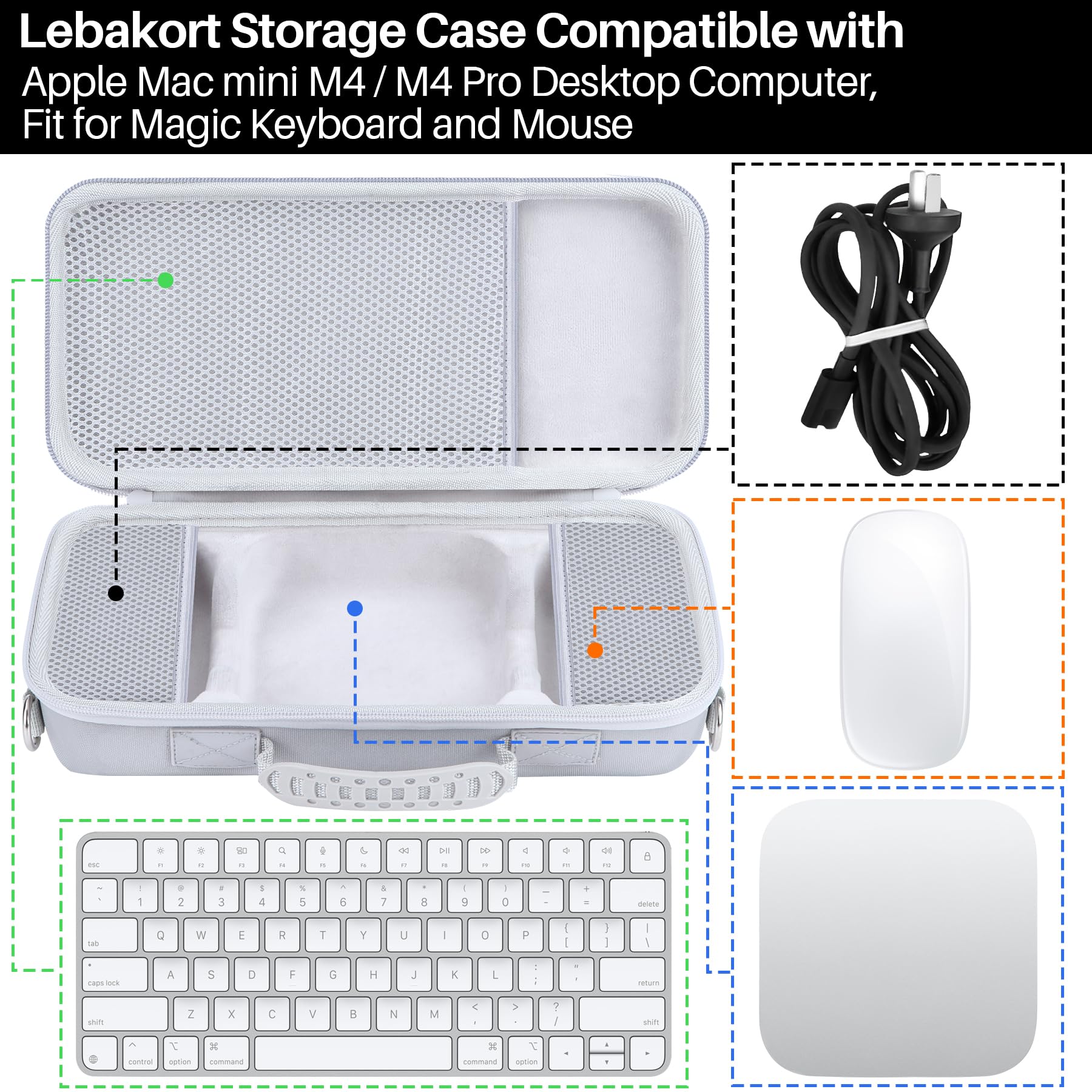 Lebakort Duro Viajar Caja Estuche Funda para Apple Mac Mini M4 Ordenador de Mesa