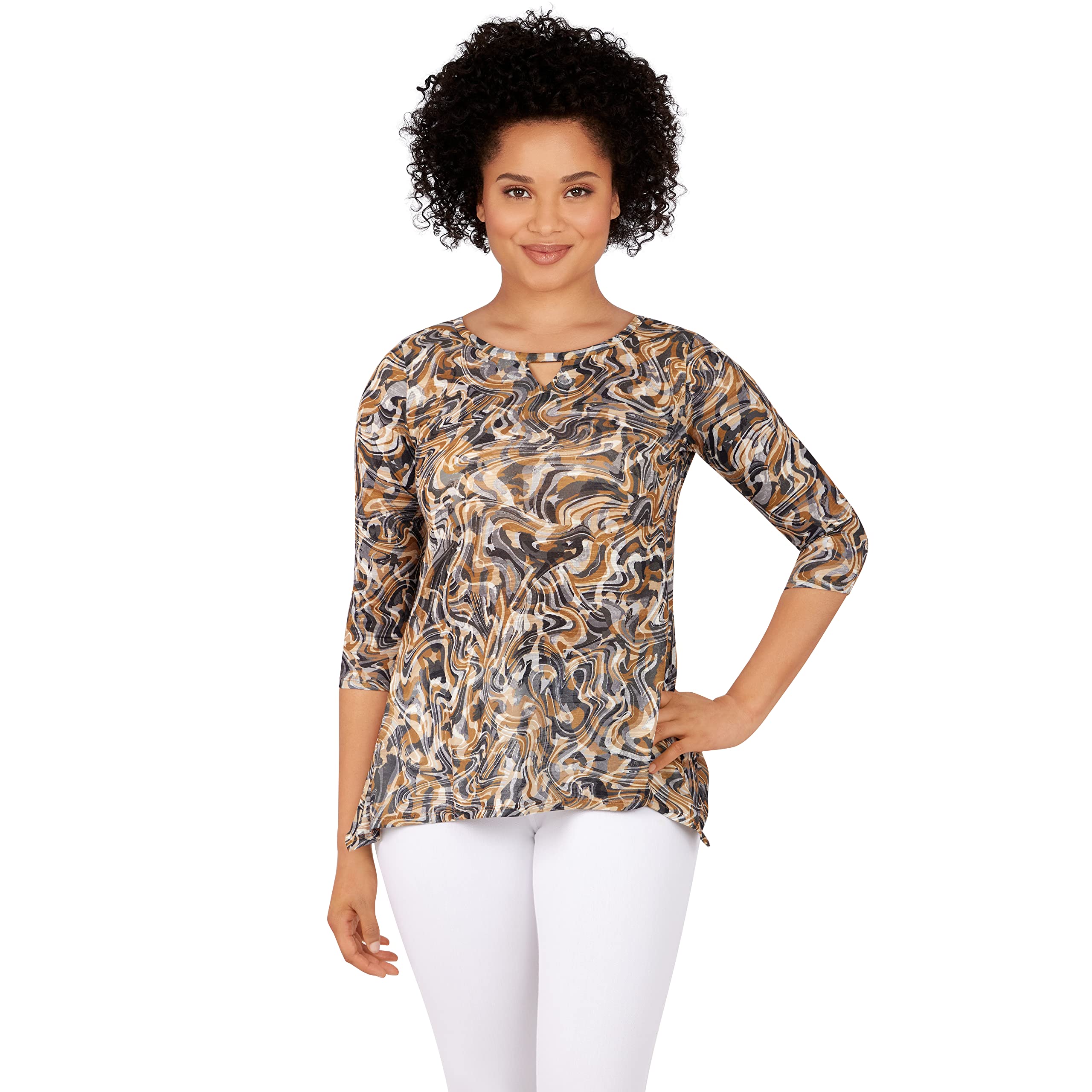 Ruby Rd.Womens Womens Marbled Sublimation Top