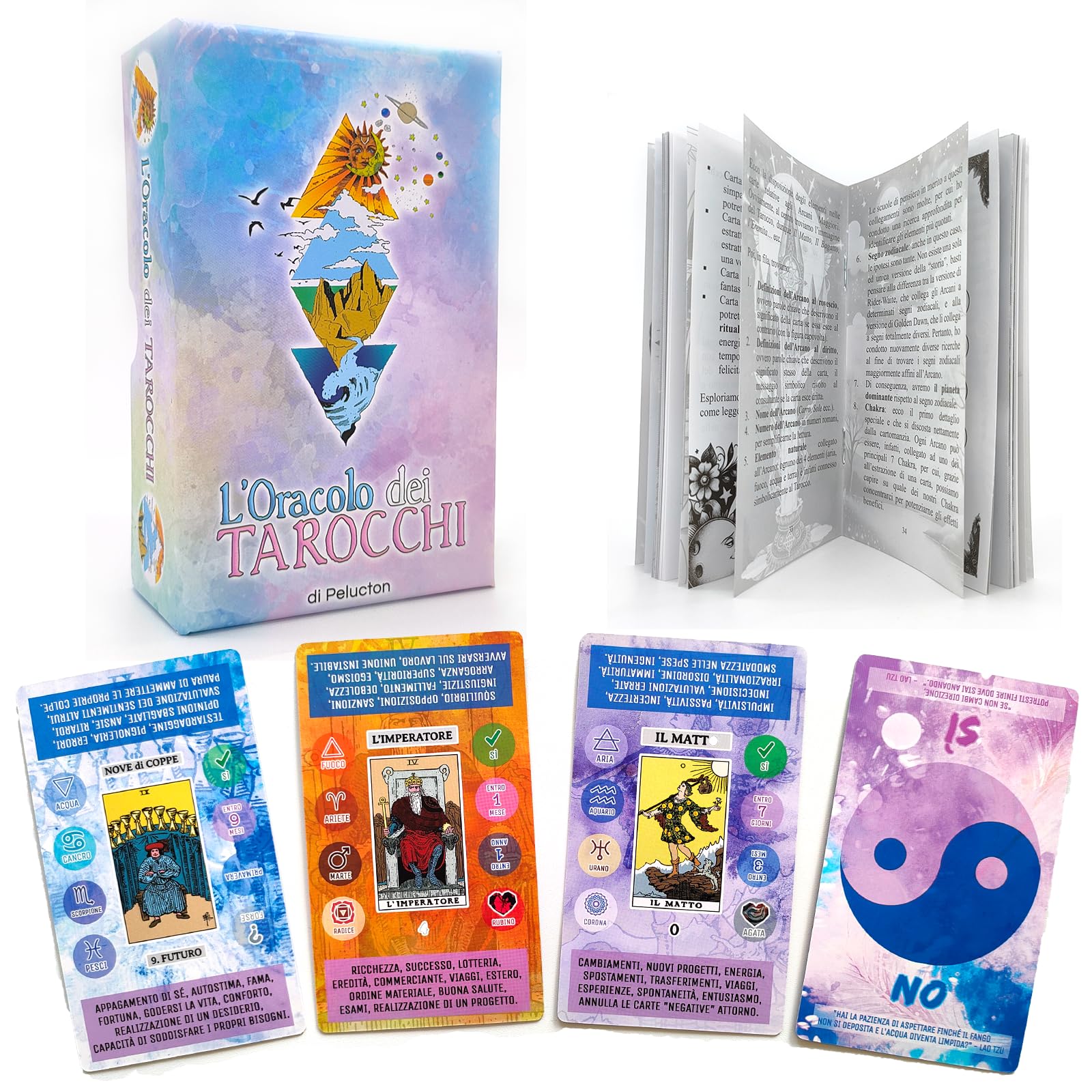 L'Oracolo dei Tarocchi in Italiano, 86 Carte Divinatorie con Libro Guida per Principianti ed Esperti, Oracoli Speciali e Completi. Nuova versione.