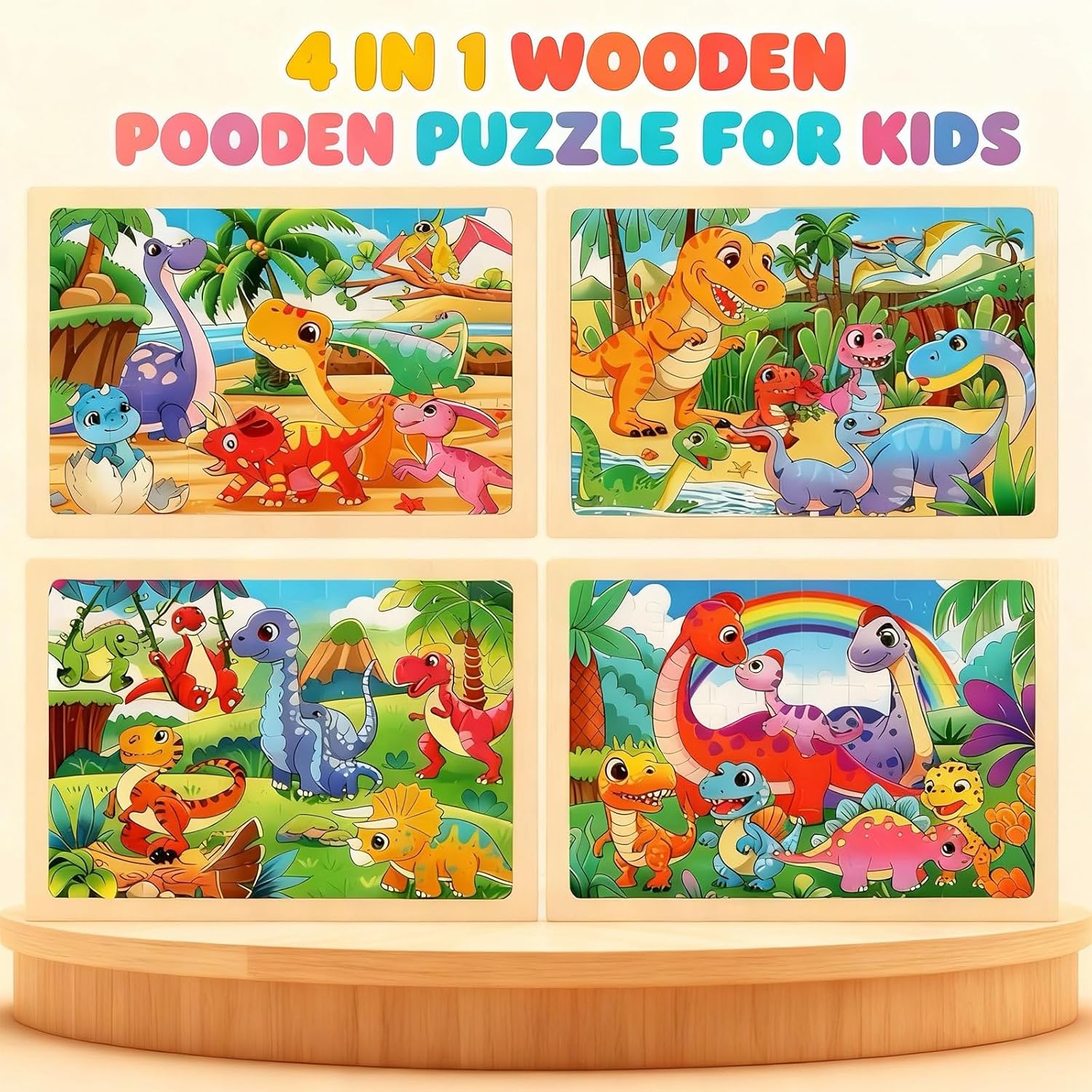 4 Packs 60 Piece Puzzles for Kids Ages 4-6, Wooden Animals Jigsaw Puzzles for Toddlers Age 4-8, Preschool Educational Puzzles Boards Toys, Brain Teaser Toys Gifts for 3 4 5 6 7 8 9 Boys Girls