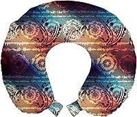 Vista 231 de Lunarable Teal Travel Pillow Neck Rest, Aquatic Fauna Theme Hand Drawn Style Various Starfish in Blue Shades, Memory Foam Traveling Accessory for