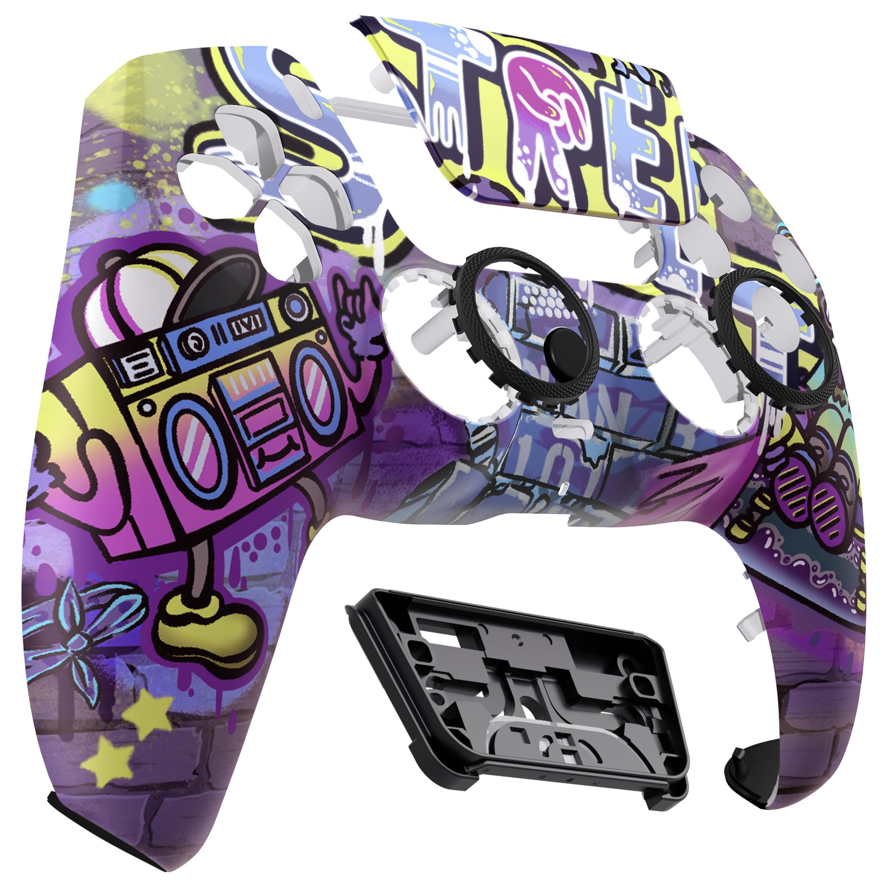 eXtremeRate Luna Cover per ps5 Controller Joystick,Shell Frontale Touchpad Ricambio,Scocca Ridisegnata&Anelli per ps5 Joypad BDM 010/020/030/040/050-Arte di Strada