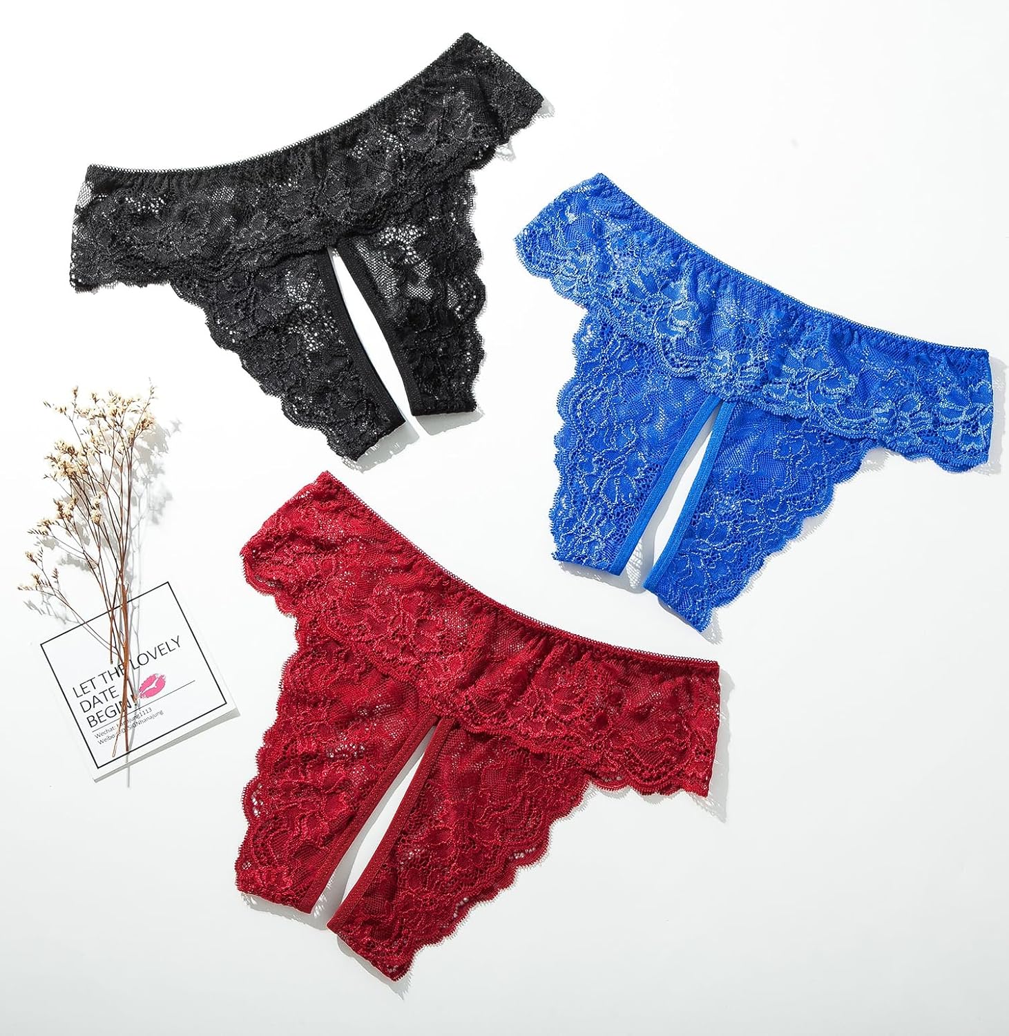 Justgoo Womens Sexy Thongs Lace Panties Underwear Low Rise Plus Size Underpants Pack of 5 - Image 6