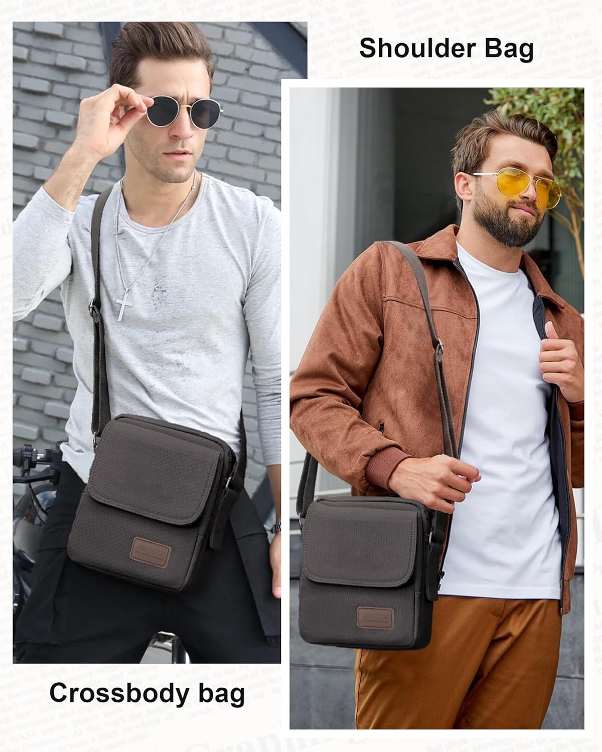 Small Crossbody Bag for Men,Canvas Messenger Shoulder Bags Crossbody Satchel Bag Men's Side Bags Over the Shoulder Purse - Image 8