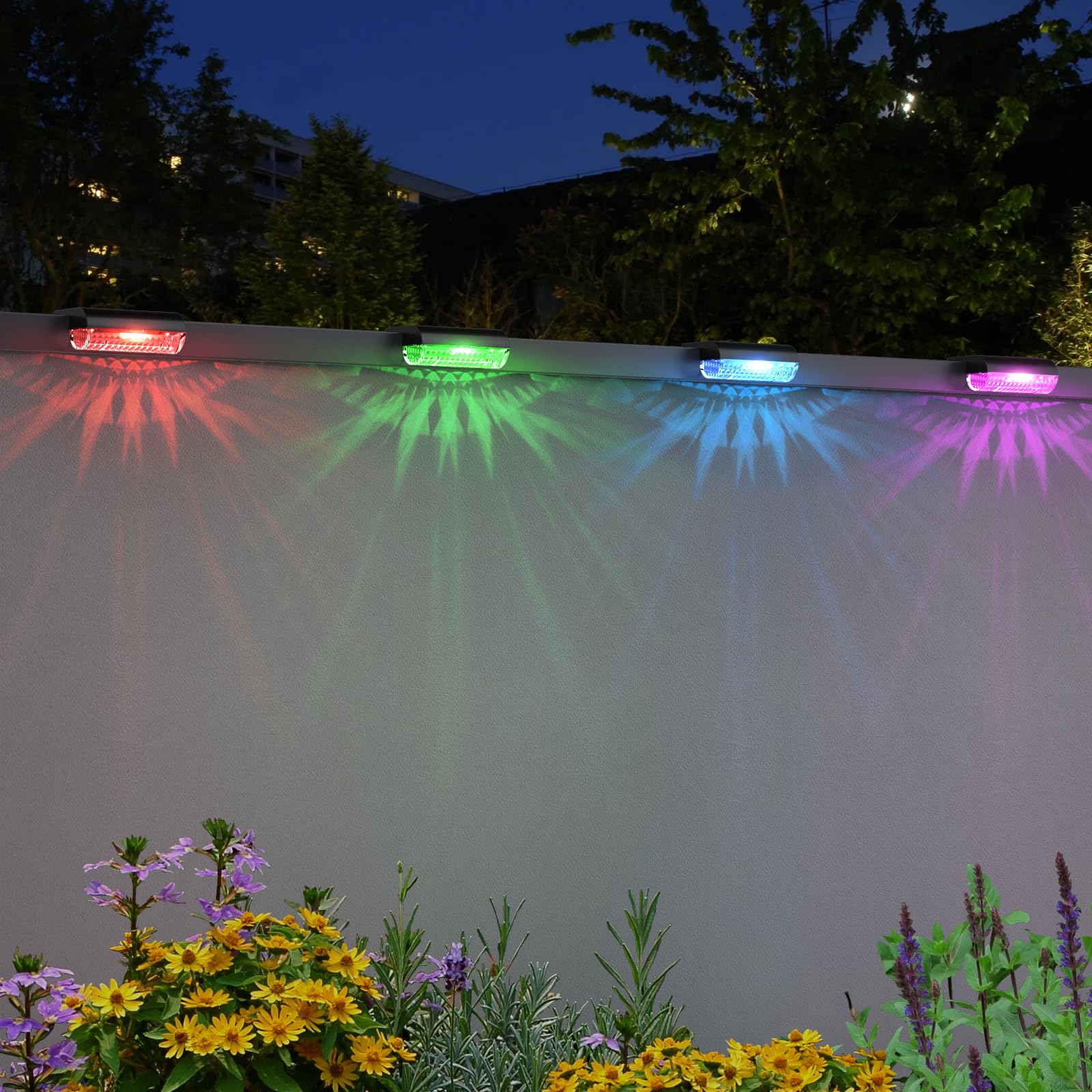 Mancra Solar Step Lights Outdoor, Solar Outdoor Lights Waterproof Deck Lights for Fence Stairs Post Railing Yard and Garden (Color Changing, 24 Pack)