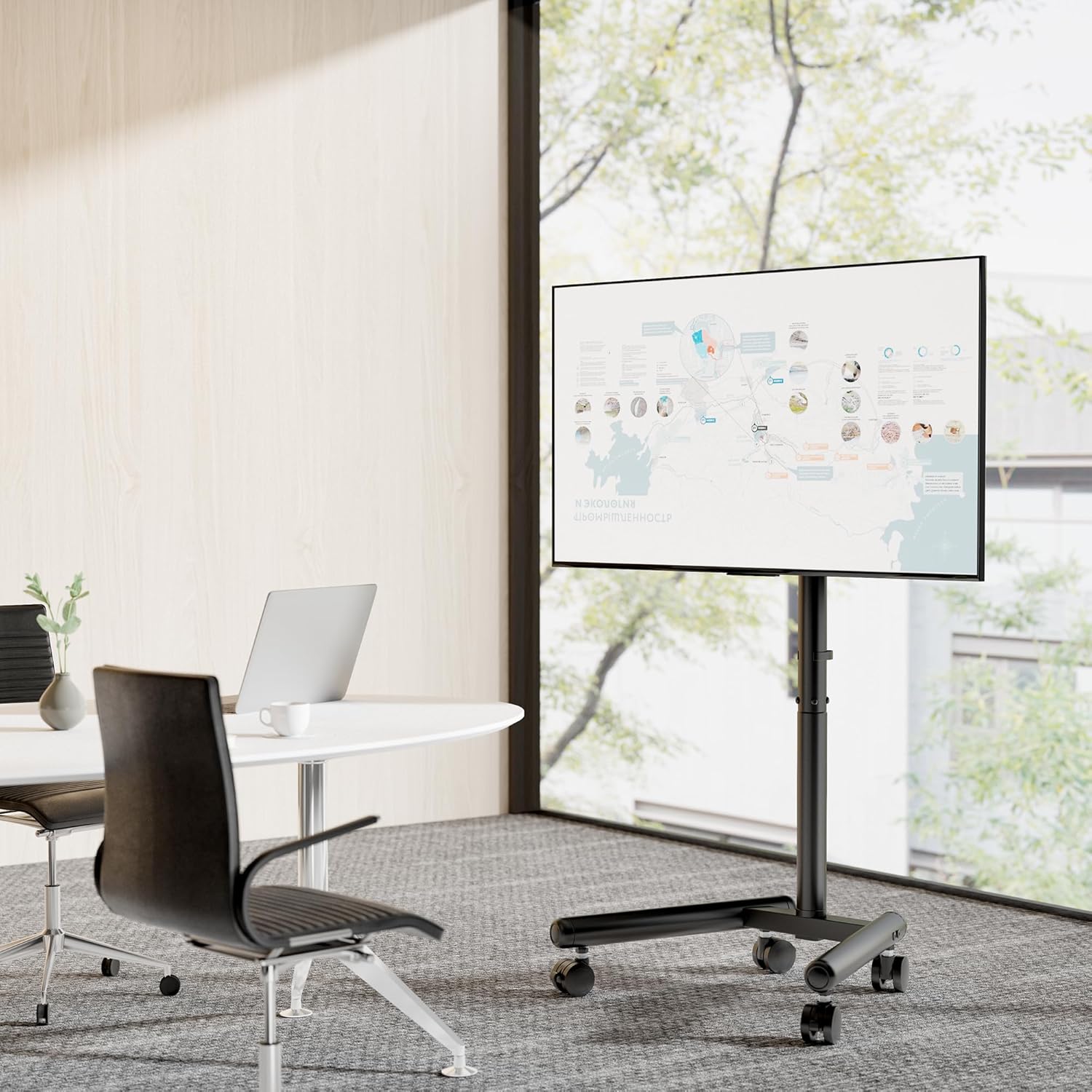 Rolling TV Stand for 13-50 Inch TVs Holds up to 55lbs, Tool-Free 180° Rotation Mobile TV Cart with Wheels, Heavy Duty 1.8mm Steel Portable TV Stand for Outdoor & Bedroom, Max VESA 200x200mm