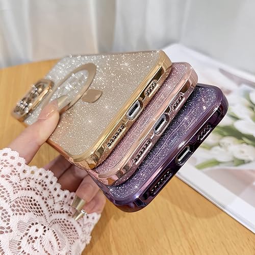 Miniatura 6 de Fiyart Funda compatible con iPhone 14 Pro Max, compatible con MagSafe Love con protección de cámara chapada en corazón, purpurina magnética para