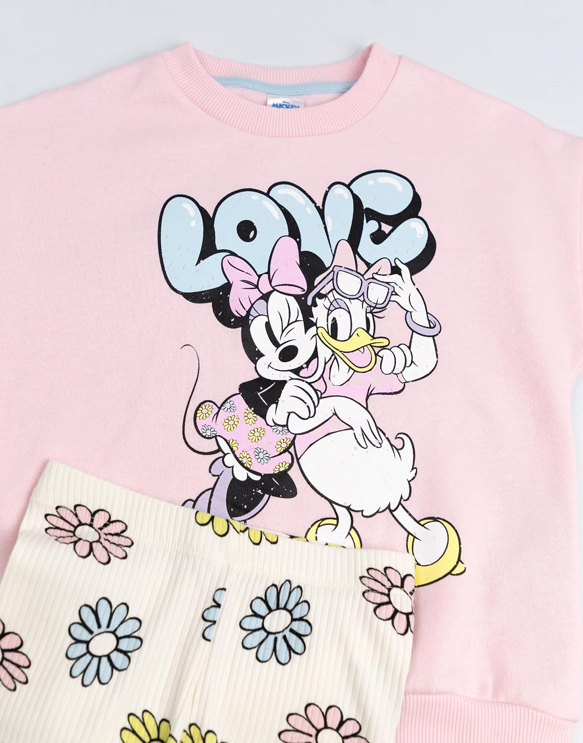Disney Minnie Mouse Girls Sweatshirt and Leggings Set | Pink Outfit | Long Sleeve Crew Neck Pullover Merch