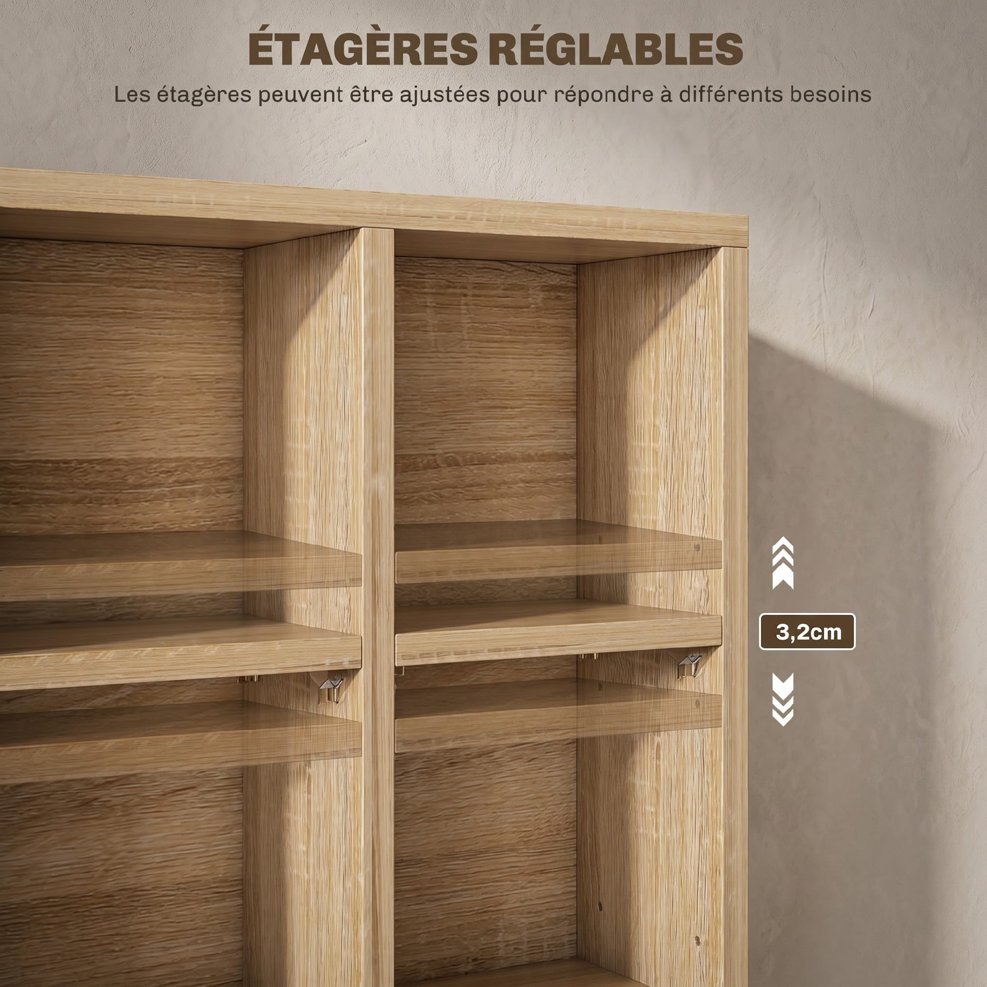 HOMCOM Rangements pour CD et DVD, Meuble de Rangement multimédia en Bois avec 24 Compartiments, étagères Ajustables, capacité jusqu'à 456 CD/336 DVD, bibliothèque, 89 x 20 x 130,5 cm, Bois Naturel