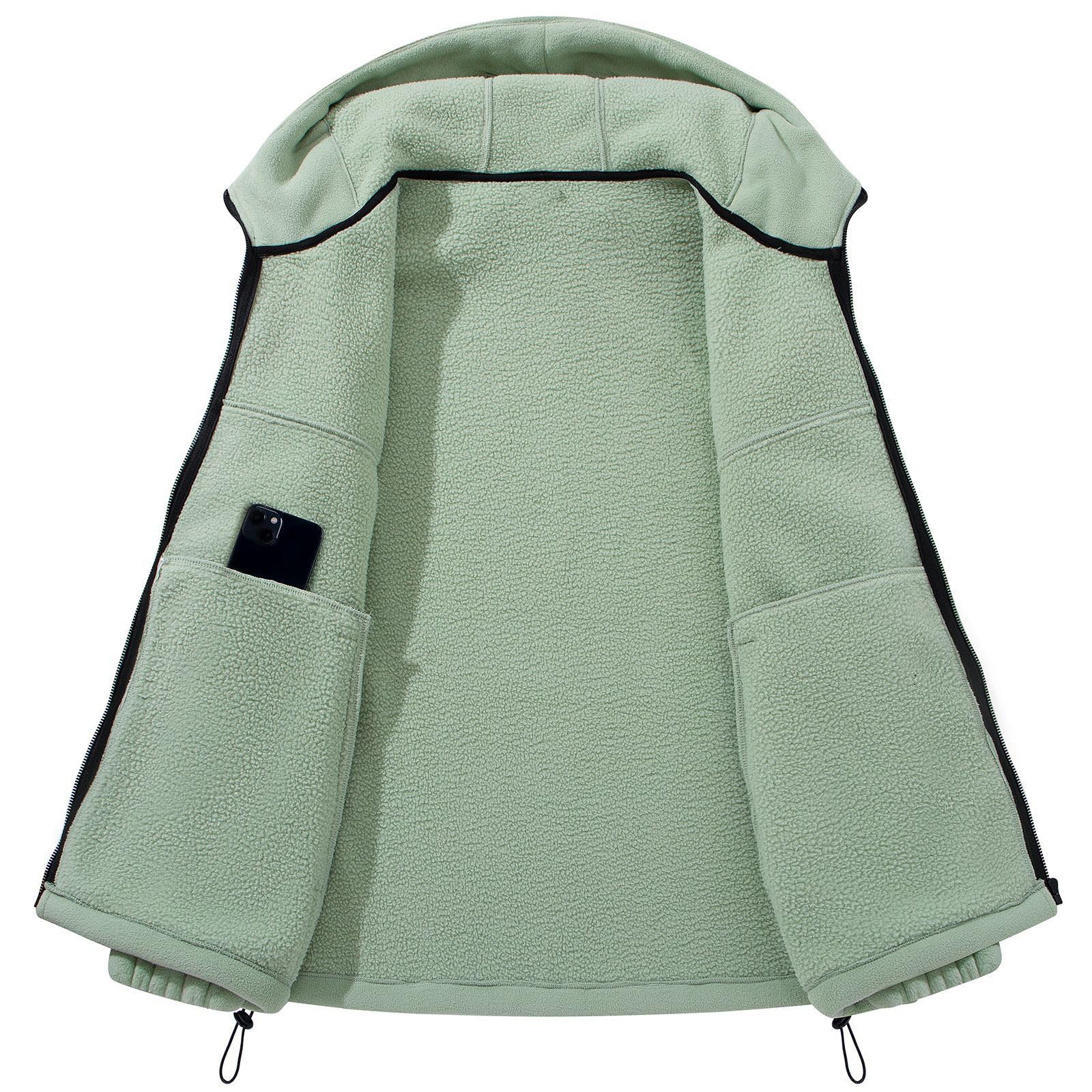 Generisch Giacca in pile da uomo, calda, con cappuccio, giacca invernale slim fit, giacca termica con cerniera, giacca con cappuccio, tinta unita, con tasche, giacca da uomo per l'inverno