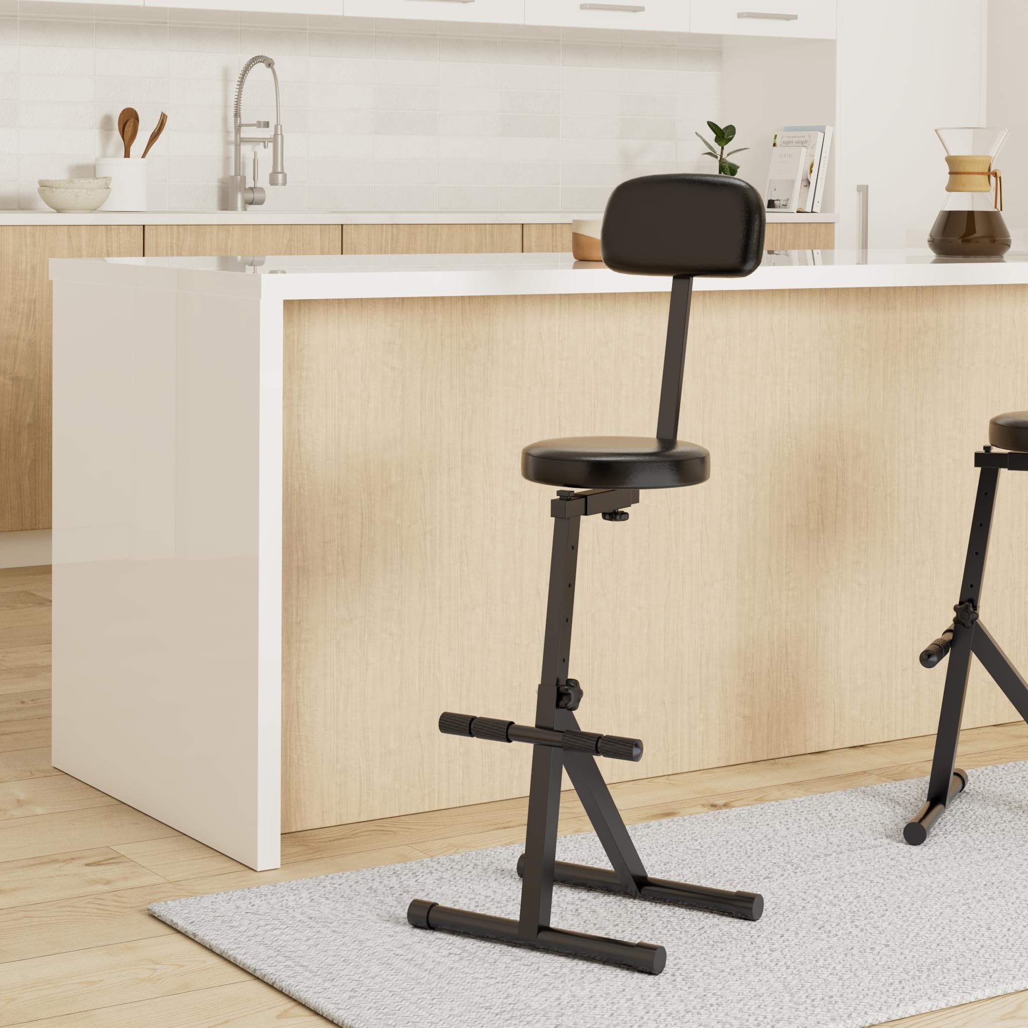 Stagg 25015361 MT-300 BK - Silla alta para músicos con respaldo