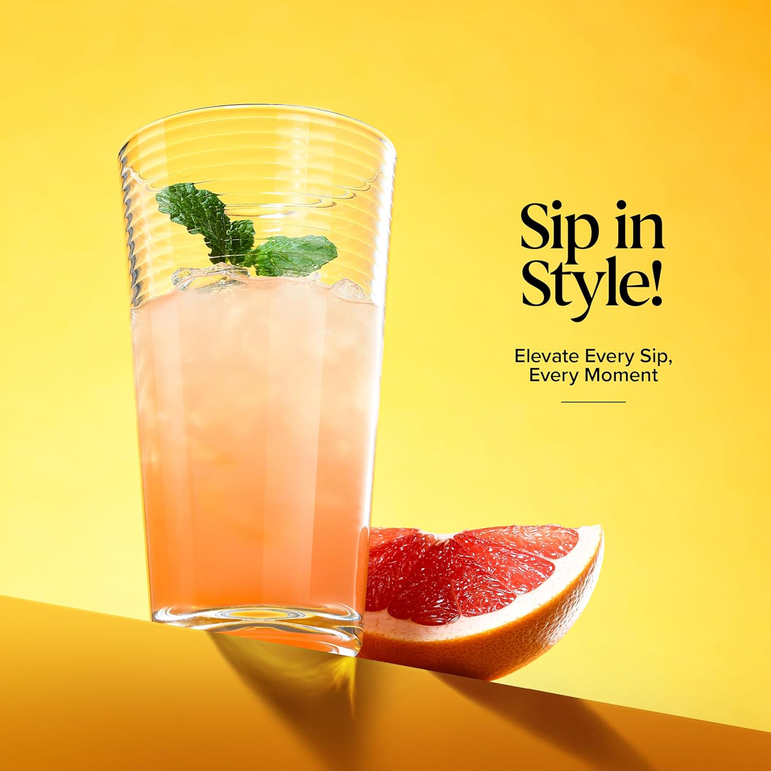 Glaver's Drinking Glasses Set of 10 Highball Glass Cups, Premium Quality 17 Oz. Coolers, Ribbed Glassware. Ideal for Water, Juice, Cocktails, and Iced Tea. Dishwasher Safe. - Image 6