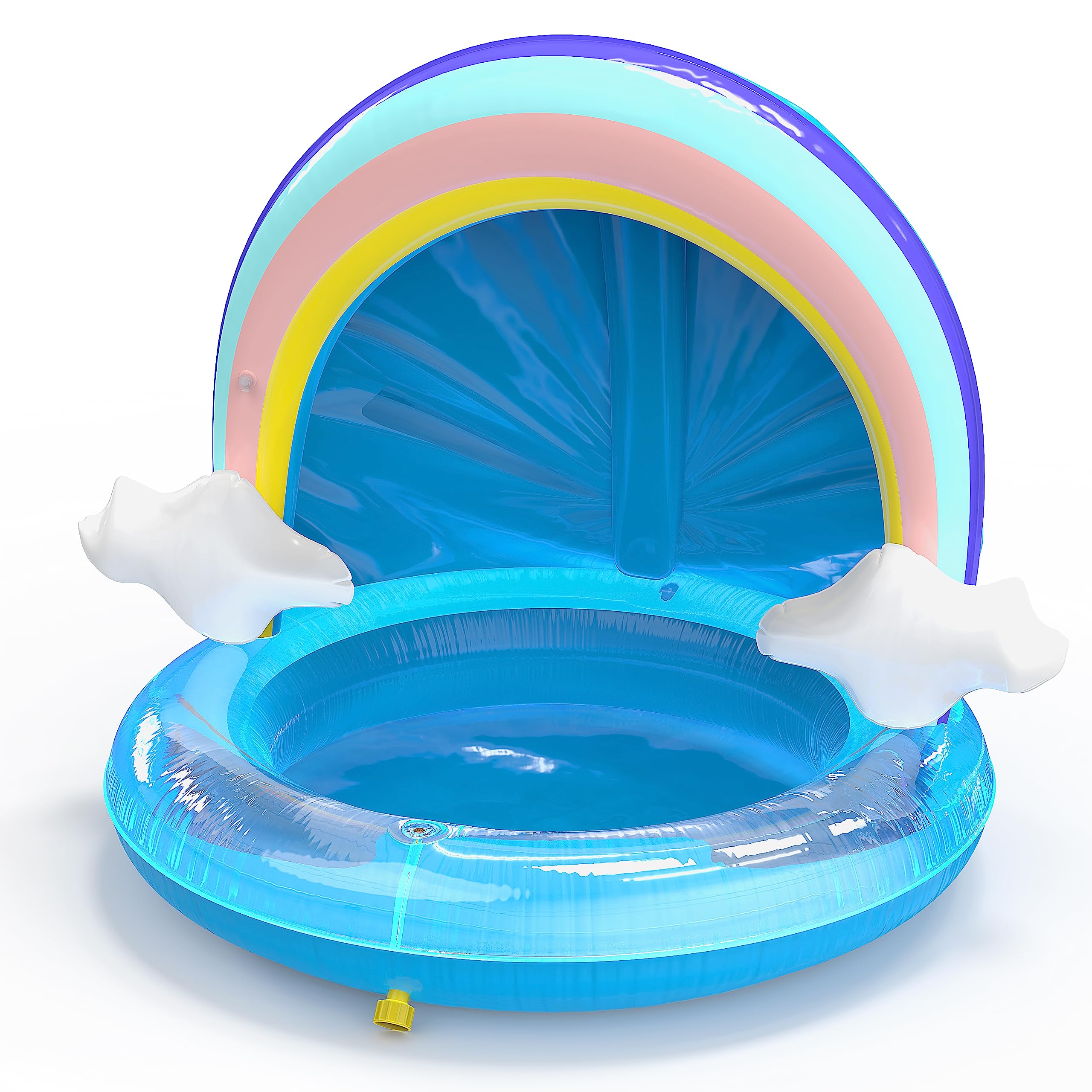 Baby Inflatable Pool with Sprinkle and Canopy - Seat Float for Infants and Toddlers - Portable Kiddie Paddling Pool with Water Sprinkler 40’’ Indoor-Outdoor Water Game Play Center for Kids