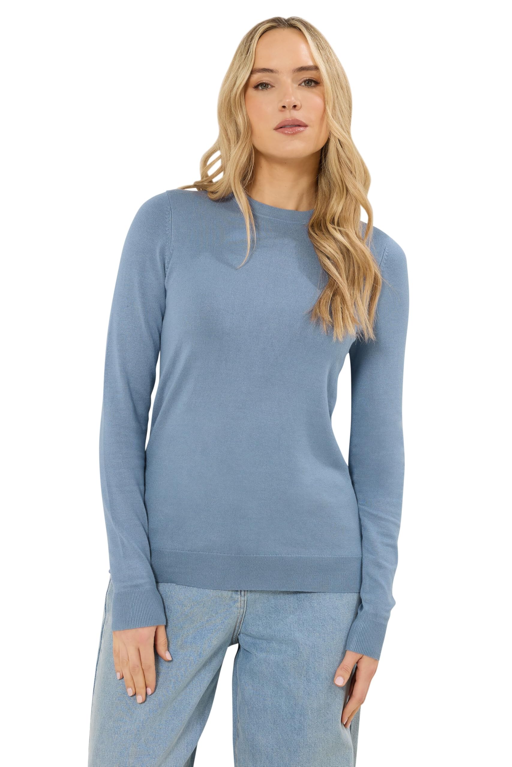 Long Tall Sally - LTS Tall Denim Knitted Crew Neck Jumper - Women's