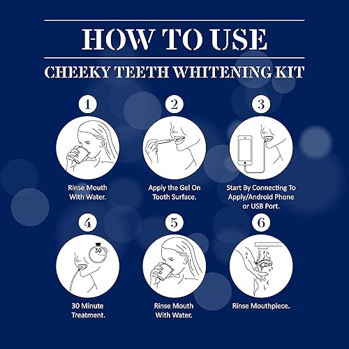 Miniatura 4 de Cheeky Kit de blanqueamiento de dientes LED con gel blanqueador y boquilla, sistema casero para disminuir las manchas y la decoloración, seguro