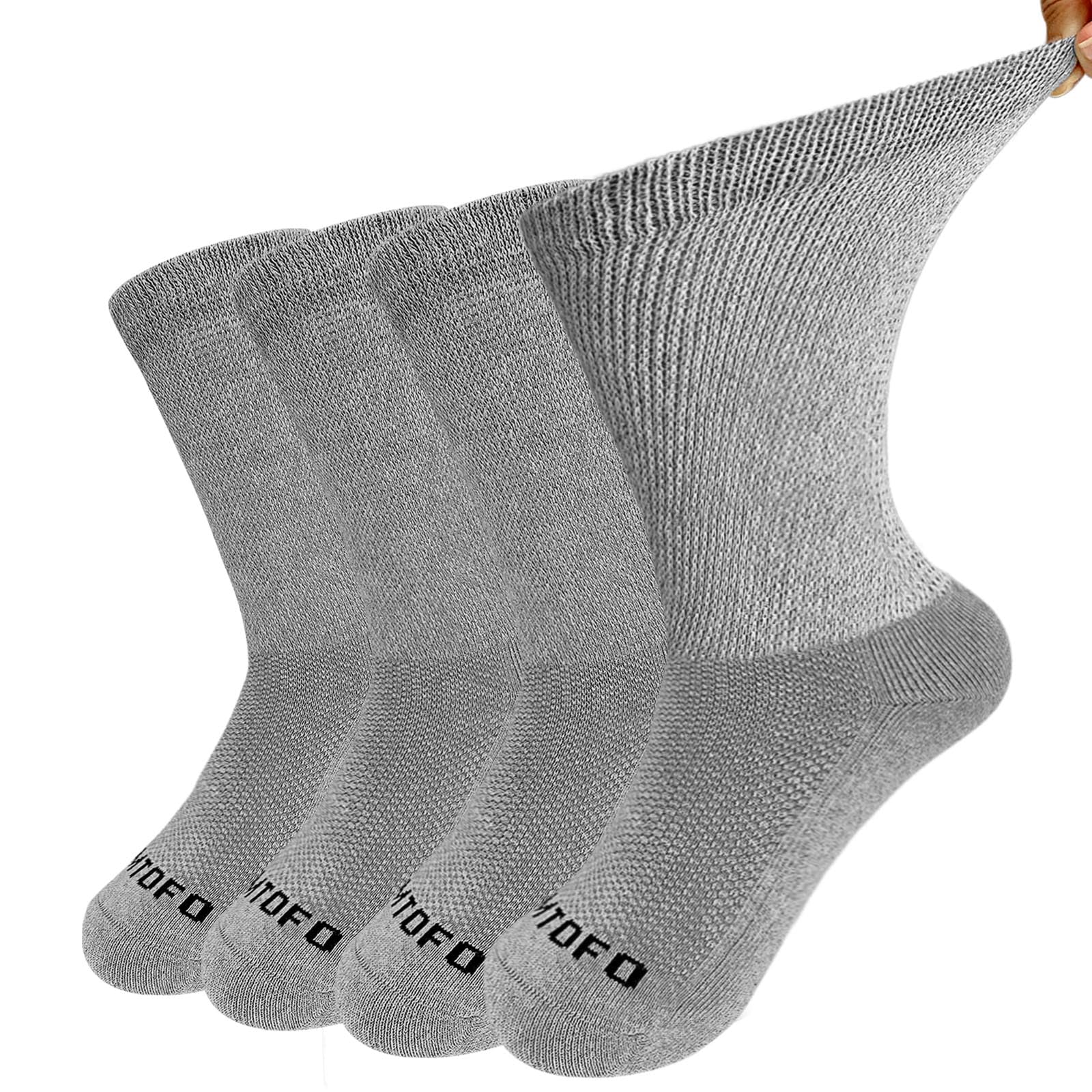LOFIR Calzini Diabetici in Cotone da Uomo: Calze Sanitari con Cintura Extra Larghi Senza Elastico Senza Cucitura Calzino con Comodi suola imbottita da Uomo Nero Bianco Grigio Taglia 39-50 4 paia