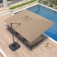 Vista 46 de PURPLE LEAF Sombrilla de Patio de 8 Pies para Exteriores Sombrilla Cantilever Cuadrada de Aluminio Sombrilla Offset con Rotación de 360 Grados