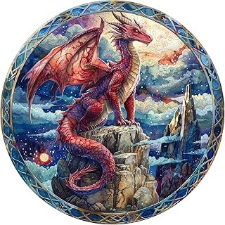 Jiroinlly Puzzles for Adults Starry Sky Dragon Wooden Puzzles, 200 Pieces Unique Shaped Liberty Jigsaw Puzzles, Creative Toys for Adults and Kids, Fun Challenge Family Game 11.2'' x 11.2''