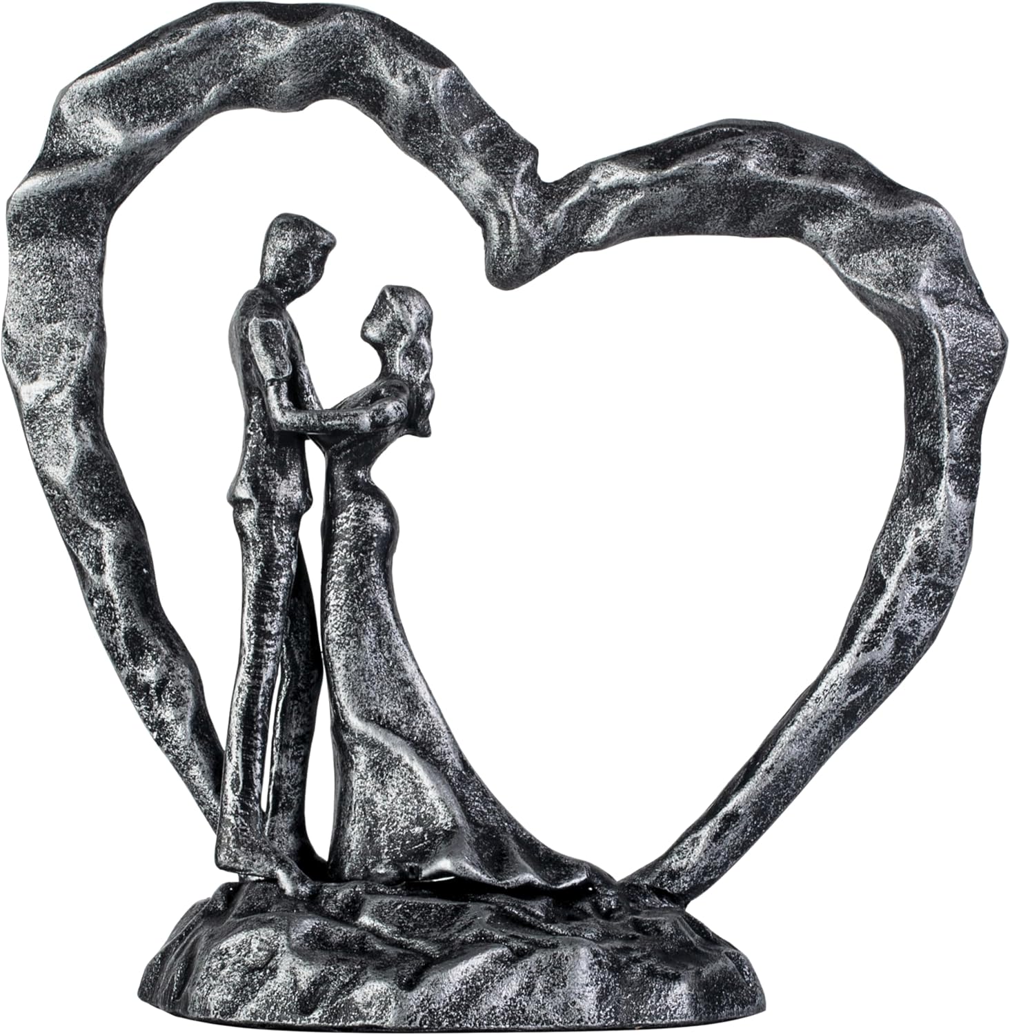 6th Anniversary Iron Sculpture Gift – Romantic Couple Statue for Her, Handcrafted Black Metal Decor – Wedding, Valentine’s, Birthday Keepsake