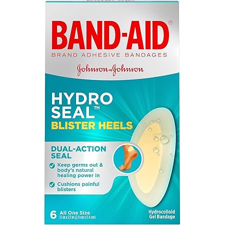 Band-Aid Brand Sterile Hydro Seal Waterproof Adhesive Hydrocolloid Gel Bandages for Heel Blisters, Cushioning, Waterproof & Shower Proof Blister Pad for Blister Relief, Long Lasting, 6 ct