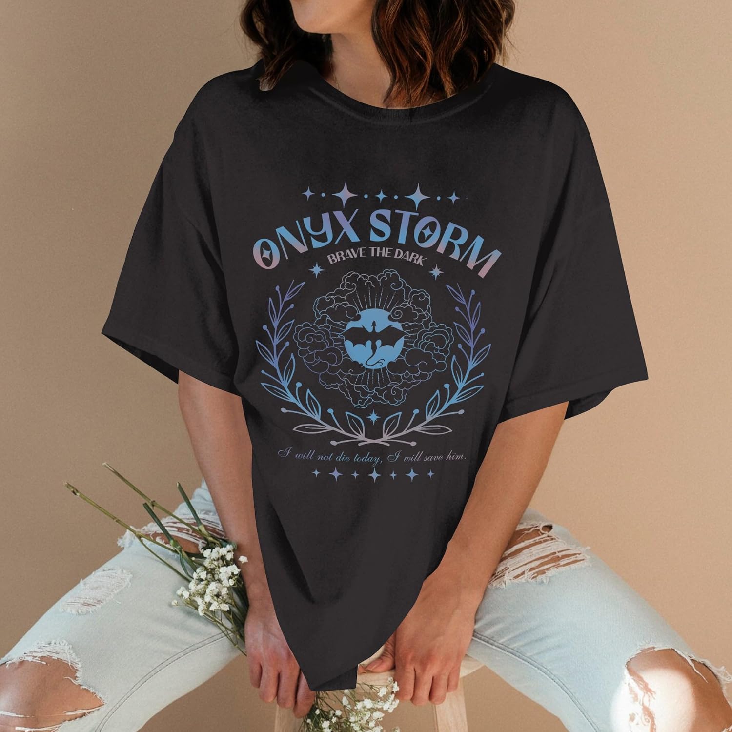 Brave The Dark Shirts - Storm I Will Not Die Today Tshirt - Dragon Wing T-Shirt - Gifts for Book Lovers Women - Image 2