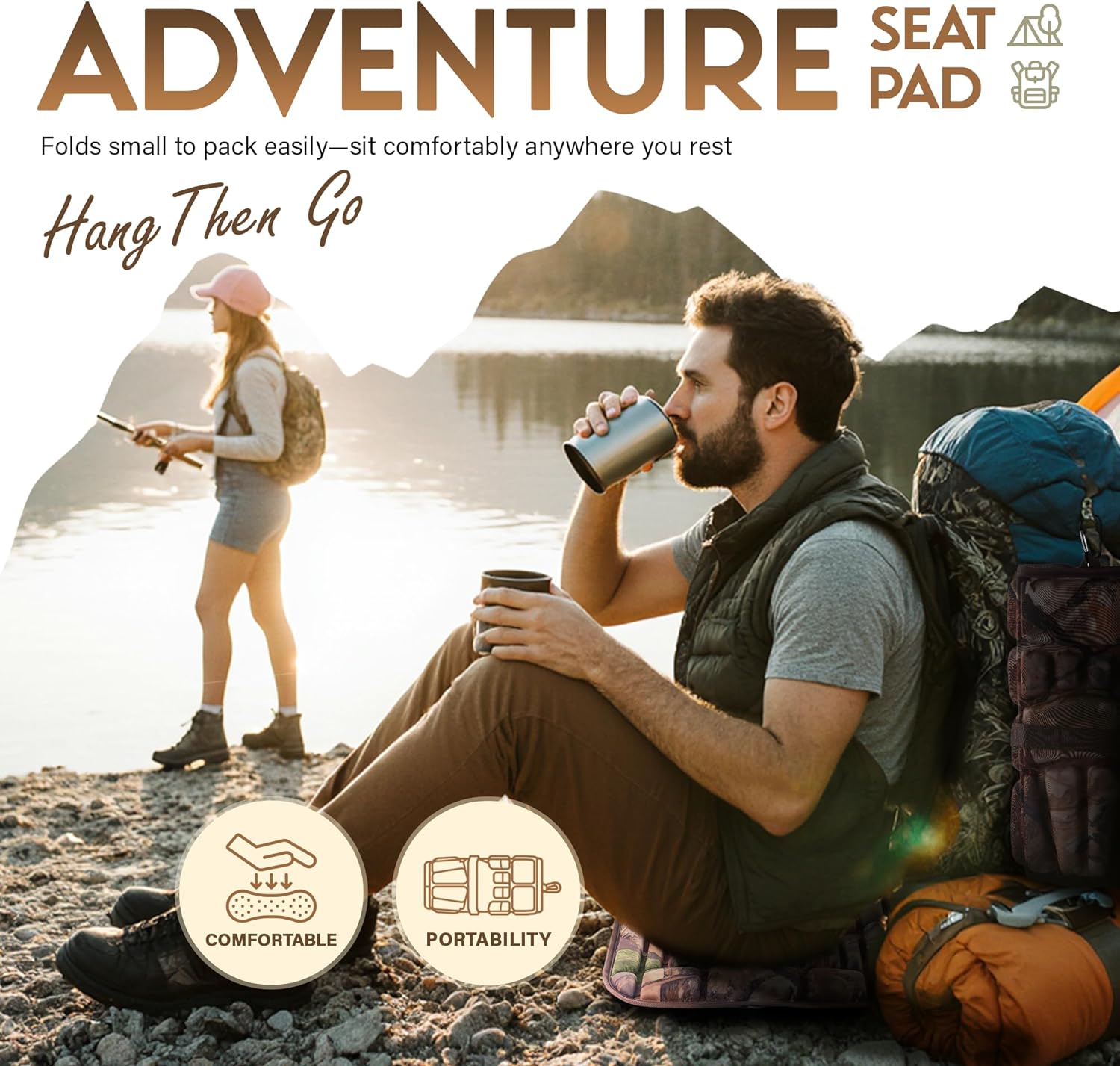 Hunting Seat Cushion with Waist Strap, Waterproof & Anti-Slip Outdoor Seat Cushions, Lightweight & Foldable EVA Padded for Benches, Bleachers, Hunting, Stadium Seating, Hiking - Maple Leaf