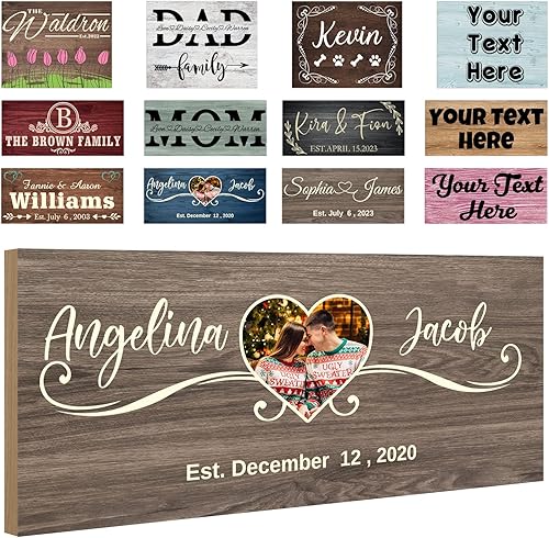Miniatura 9 de Letreros personalizados de madera para decoración del hogar regalos con texto letreros de madera personalizados tablero familiar de bienvenida para