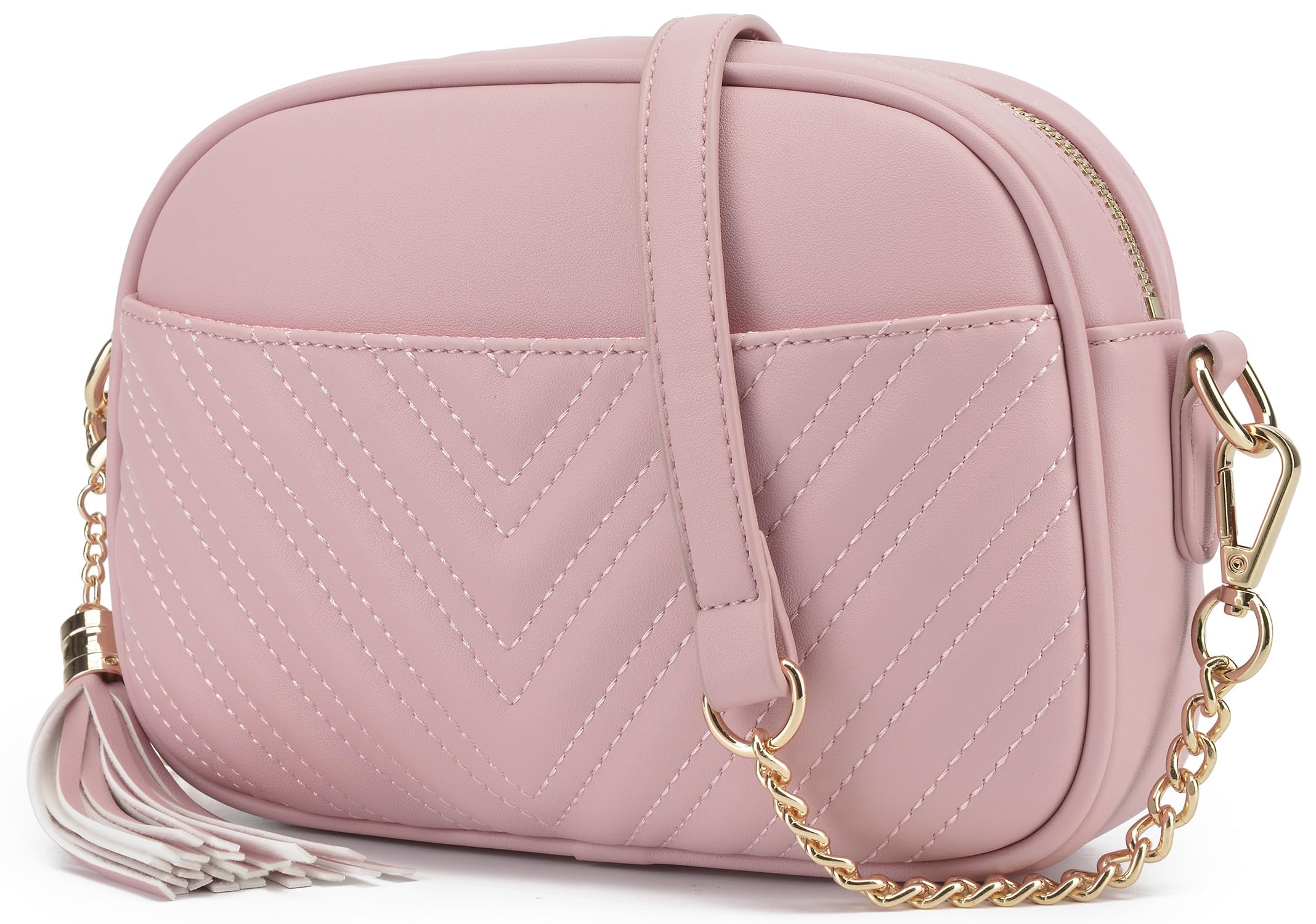 lola mae Quilted Crossbody Bag, Trendy Design Shoulder Purse, Bpink, S