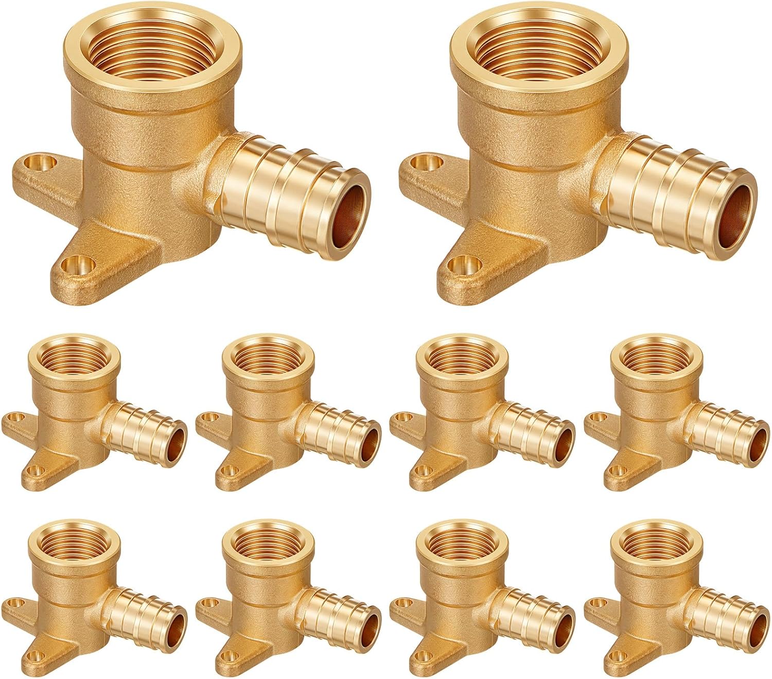 10 Pcs Drop Ear Elbow Pex A Expansion Fittings Brass Fittings Pex Crimp Tool for Tubing Pipe Connection, ASTM F1960 (1/2"x 1/2")