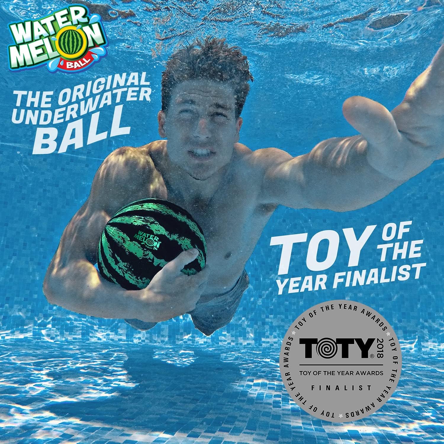 Watermelon Ball – The Ultimate Swimming Pool Game | Pool Ball for Under Water Passing, Dribbling, Diving and Pool Games for Teens, Kids, or Adults | 9 in. Ball Fills with Water : Toys & Games