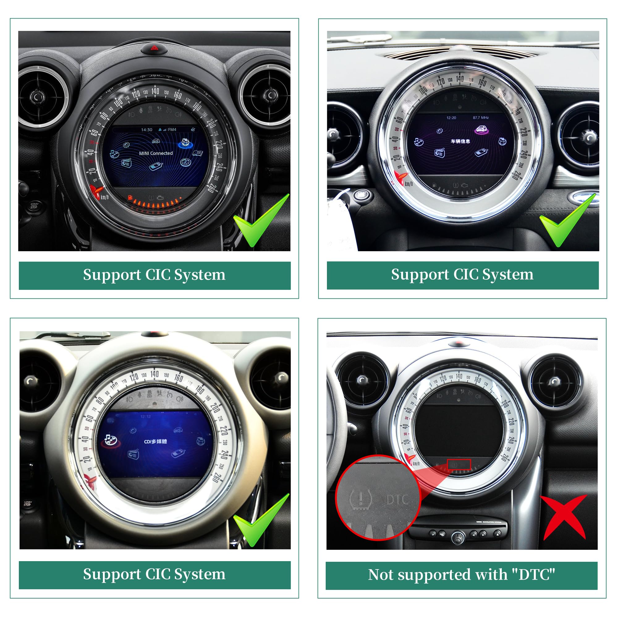 Aktualizacja ekranu dotykowego 20.3 cm do Mini Cooper R55 R56 R57 R58 R59 R60 R61 16.5 cm CIC CarPlay Android Auto Split Screen Mirroring Full Screen Phones Navigation Waze Netflix kamery cofania (128