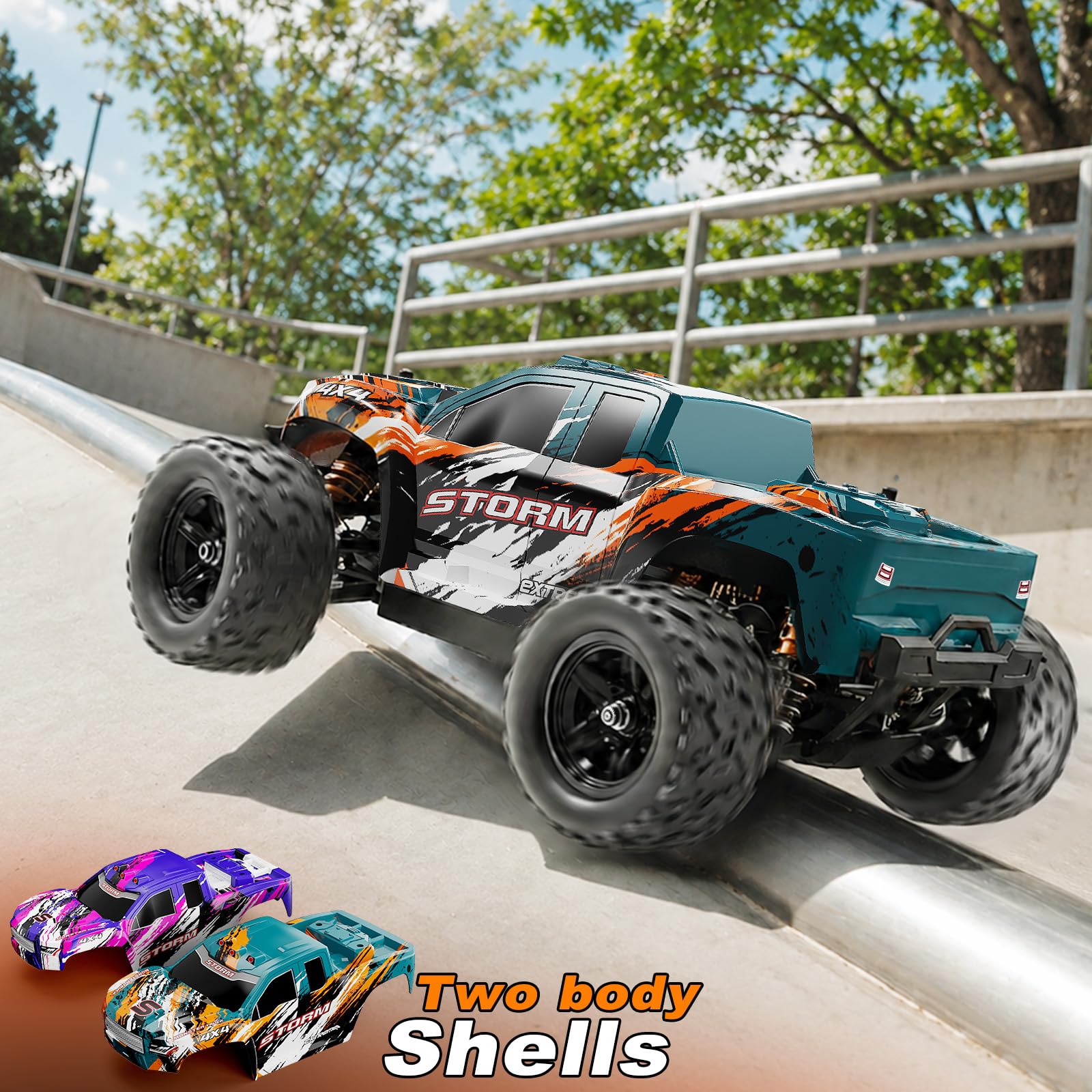 YESHIN Ferngesteuertes Auto 1:18 4WD RC Car 40 km/h für Erwachsene & Jungen | ab 8 10 Jahren RTR Offroad All-Terrain RC Auto mit Vollmetall-Antrieb, 2x1300-mAh-Akkus & 2 Karosserien tolles Geschenk